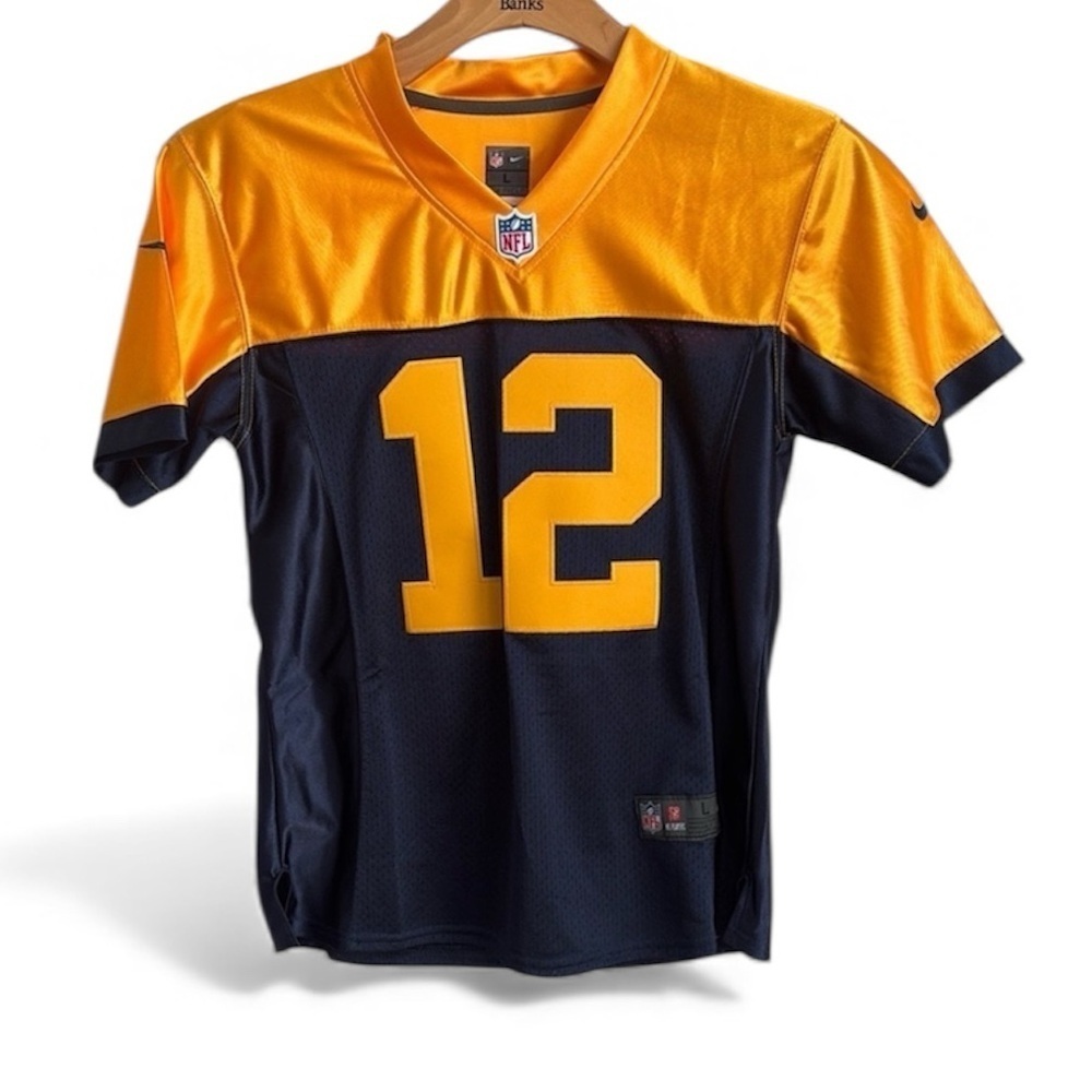 Nike #12 Rodgers Green Bay Packers Football Jersey Boy's Large